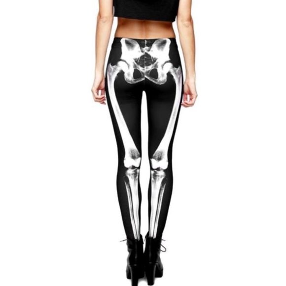 ☠️💀X-Ray Skeleton Legs 3D illusion Graphic Leggings XL - Picture 3 of 4